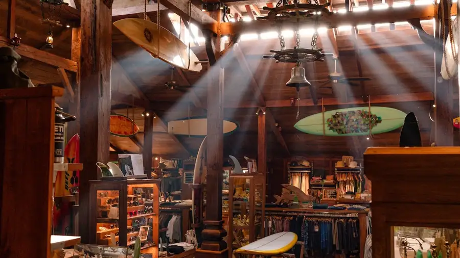 Inside Drifter Surf Shop and Cafe in Uluwatu